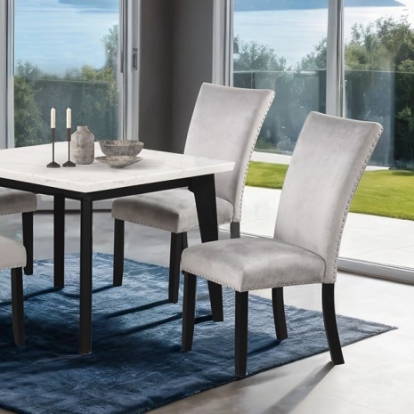 Furniture Of America Sabro Contemporary Engineered Wood, Marble, Solid Rubberwood Black/White Square Dining Table | FM3330BK-ST-TABLE