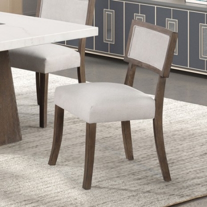 Furniture of America Grasten Contemporary Engineered with Wood Fabric Oak Veneer Rubberwood Dark Walnut-Light Gray Side Chair (2-Ctn) Model FM3332DB-SC-2PK
