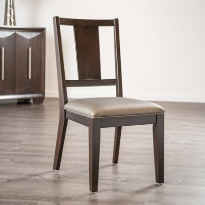 Furniture of America Hinwitz Transitional Fabric Oak Veneer Solid Pine with Wood Solid Poplar Espresso-Dark Gray Side Chair (2-Ctn) Model FM3399ES-SC-2PK