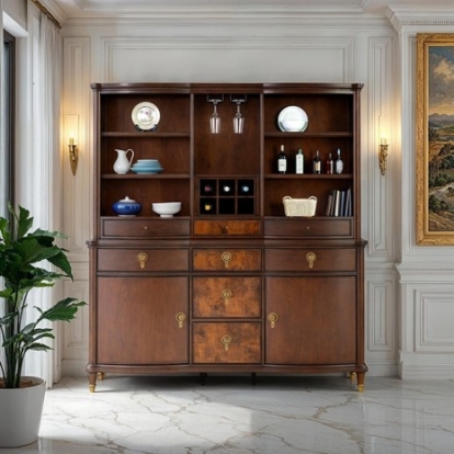 Furniture Of America Westerham Transitional Cherry Veneer, Poplar Burl Veneer, Rubberwood, Solid Wood Dark Cherry Hutch, Buffet | FM34001CH-HB-SET