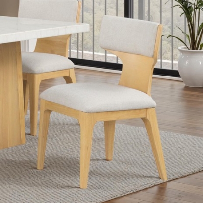 Furniture Of America Caerwys Contemporary Fabric, Fiber, Foam, Rubberwood, Wood Veneer Natural Dinning Chair | FM34004NT-SC-2PK