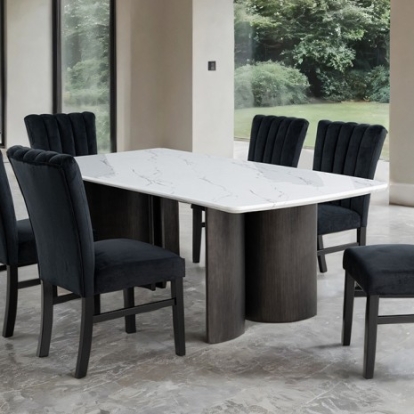 Furniture Of America Selsey Contemporary Engineered Wood, Fabric, Faux Marble, Foam White Dining Table, White Stone Top | FM34007WH-T