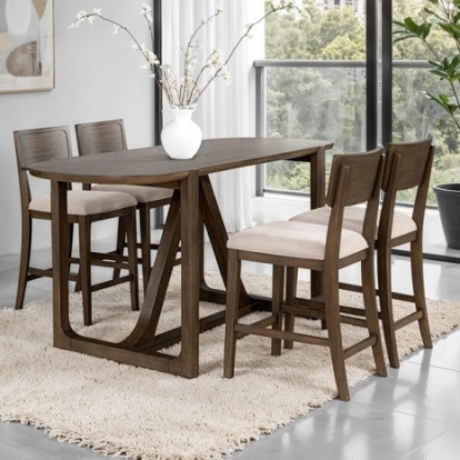Furniture Of America Vellara Transitional Engineered Wood, Fabric, Foam, Oak Veneer, Solid Rubberwood Dark Walnut Counter Ht Table, Wood Top | FM34021DW-PTWT-TABLE