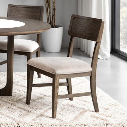 Furniture Of America Vellara Transitional Engineered Wood, Fabric, Foam, Oak Veneer, Solid Rubberwood, Stone Dark Walnut Side Chair (2/Ctn) | FM34021DW-SC-2PK