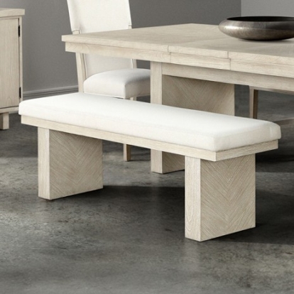 Furniture of America Hagerman Modern Farmhouse Engineered with Wood Fabric Foam Mindi Veneer Rubberwood Natural Dining Bench Model FM3410NT-BN