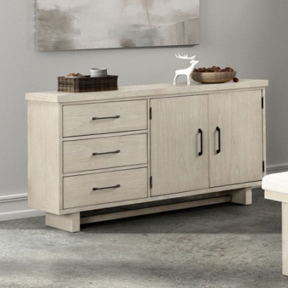 Furniture of America Hagerman Modern Farmhouse Engineered with Wood Fabric Foam Mindi Veneer Rubberwood Natural Sideboard Model FM3410NT-SV
