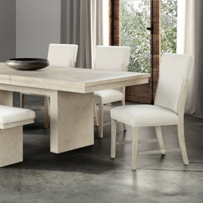 Furniture of America Hagerman Modern Farmhouse Engineered with Wood Fabric Foam Mindi Veneer Rubberwood Natural Dining Table Model FM3410NT-T-TABLE