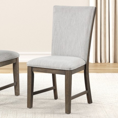 Furniture of America Clements Modern Farmhouse Engineered with Wood Fabric Foam Glass Oak Veneer Rubberwood Oak Uph Side Chair (2-Ctn) Model FM3411AK-SC-2PK