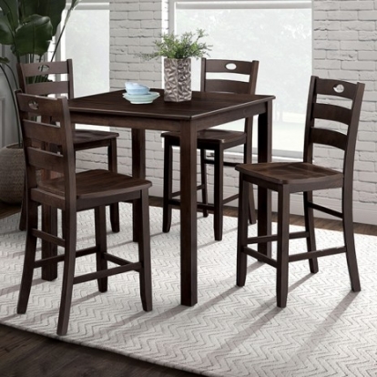 Furniture Of America Lubbock Transitional Wood Veneer, Others Expresso 5 Pc. Counter Ht. Table Set | FM3419EX-PT-5PK
