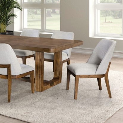 Furniture Of America Mandal Transitional Fabric, Solid Wood, Wood Veneer, Others Chestnut Dining Table | FM3421BR-T-TABLE