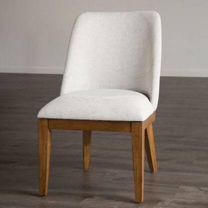 Furniture of America Mandal Transitional Fabric Solid with Wood Veneer Chestnut-White Side Chair (2-Ctn) Model FM3421WH-SC-2PK