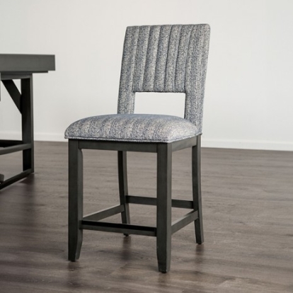 Furniture Of America Potton Transitional Fabric, Solid Rubberwood, Others Blue Gray Counter Ht. Chair (2/Ctn) | FM3425BL-PC-2PK