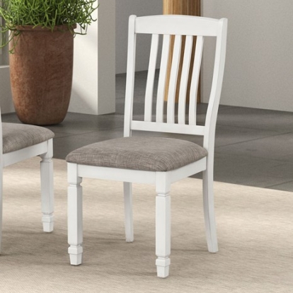 Furniture Of America Pendola Rustic Farmhouse Cashew, Engineered Wood, Fabric, Mindi Veneer, Rubberwood Rustic White Side Chair (2/Ctn) | FM3427WH-SC-2PK