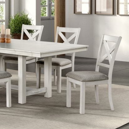 Furniture of America Ferrone Rustic Farmhouse Engineered with Wood Fabric Oak Veneer Rubberwood Rustic White Oak Dining Table Model FM3429WH-T