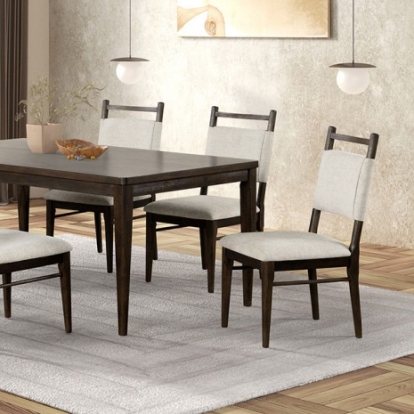 Furniture of America Woolwich Modern Acacia Veneer Engineered with Wood Fabric Rubberwood Dark Walnut Dining Table Model FM3433DW-T