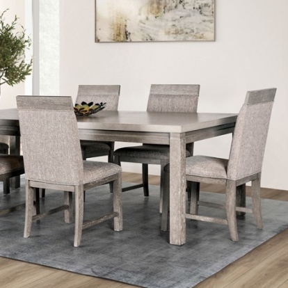 Furniture of America Gristalt Transitional Fabric Oak Veneer Solid Rubberwood Gray-Stone Gray Dining Table Model FM3597GY-T