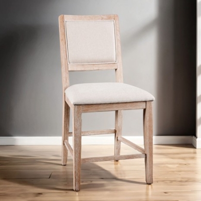 Furniture of America Orbetello Transitional Engineered with Wood Fabric Foam Rubberwood Distressed Natural Counter Chair (2-Ctn) Model FM3601NT-PC-2PK