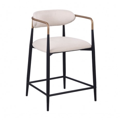 Furniture Of America Streatham Contemporary Engineered Stone, Engineered Wood, Metal Black/White/Gold Counter Ht. Chair (2/Ctn) | FM37002BK-PC-2PK