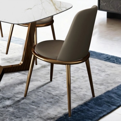Furniture of America Norelli Contemporary Ceramic Fabric Foam Metal Gold-Taupe Side Chair (2-Ctn) Model FM3701GD-SC-2PK