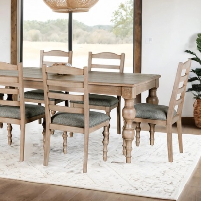 Furniture Of America Chesapeake Modern Farmhouse Solid Rubberwood, White Oak Veneer Light White Wash Dining Table | FM39000AK-T