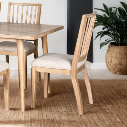 Furniture of America Lakeside Modern Farmhouse Birch Veneer Mango Veneer Solid Rubberwood Natural Side Chair Model FM39002NT-SC-2PK