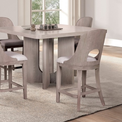 Furniture Of America Sterling West Modern Engineered Wood, Solid Rubberwood, White Oak Veneer White Oak Square Counter Ht. Table | FM39004AK-PT
