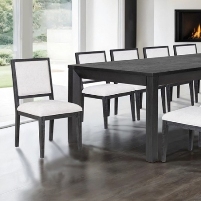 Furniture of America Hatton Cross Modern Contemporary Engineered with Wood Rubberwood White Oak Veneer Weathered Black Rect. Dining Table Model FM39011BK-T