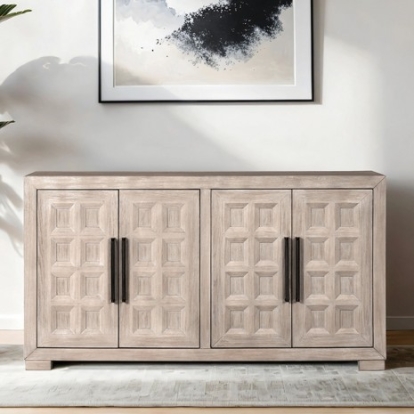 Furniture of America Hatton Cross Modern Contemporary Engineered with Wood Rubberwood White Oak Veneer Tawny Sideboard Model FM39011NT-SV