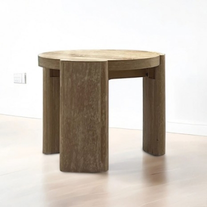 Furniture Of America Poltimore Contemporary Engineered Wood, Oak Veneer, Rubberwood Oak Round End Table | FM4220AK-E