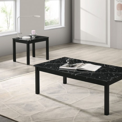Furniture Of America Findlay Contemporary Engineered Wood, Paper, Rubberwood Black 3 Pc. Table Set | FM42900BK-3PK