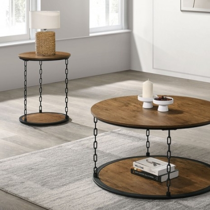 Furniture Of America Ophira Rustic Engineered Wood, Metal, Paper Natural 3 Pc. Table Set | FM42904NT-3PK