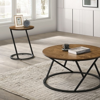 Furniture Of America Ronde Contemporary Engineered Wood, Metal, Paper Natural 3 Pc. Table Set | FM42905NT-3PK