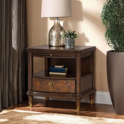 Furniture Of America Westerham Modern Cherry Veneer, Poplar Burl Veneer, Solid Rubberwood Dark Cherry End Table | FM44001CH-E
