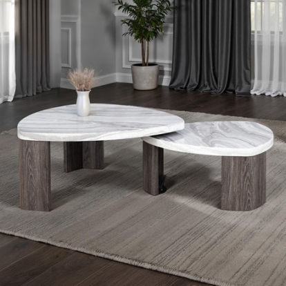 Furniture Of America Levis Contemporary Mdf, Paper, Rubberwood Gray Nesting Cocktail Table | FM44006GY-CN-SMALL TABLE
