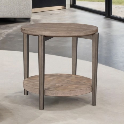 Furniture Of America Roros Contemporary Ash Veneer, Mdf, Metal, Rubberwood Natural Round End Table | FM44008NT-ER