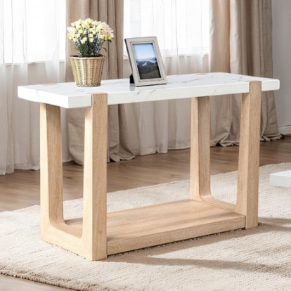 Furniture Of America Sundbry Modern Contemporary Mdf, Rubberwood, Paper Veneer White/Natural Sofa Table | FM44010NT-S