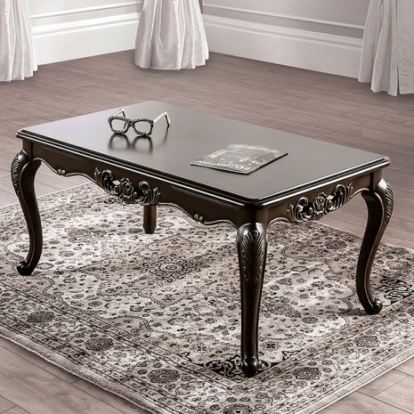 Furniture of America Halcaster Traditional Solid with Wood Veneer Java Coffee Table Model FM45003C