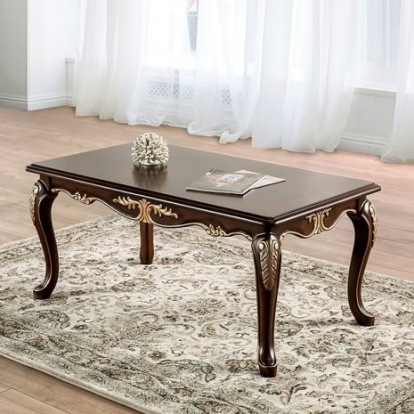 Furniture of America Cookshire Traditional Solid with Wood Veneer Rich Tobacco Coffee Table Model FM45004C