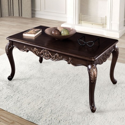 Furniture of America Palencia Traditional Solid with Wood Veneer Dark Cherry Coffee Table Model FM45005C