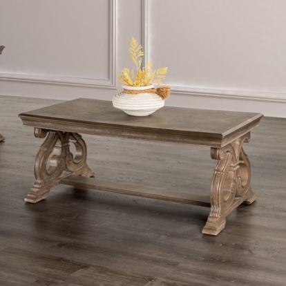 Furniture Of America Giordani Traditional Solid Wood, Wood Veneer, Others Weathered Oak Cocktail Table | FM4519AK-C