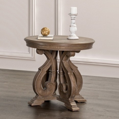 Furniture of America Giordani Traditional Solid with Wood Veneer Weathered Oak End Table Model FM4519AK-E