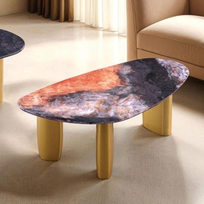 Furniture Of America Northwich Contemporary Sintered Stone, Stainless Steel Black/Gray/Matte Gold Coffee Table | FM47006GY-C-TABLE