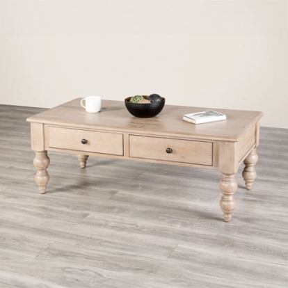 Furniture Of America Chesapeake Transitional Solid Rubberwood, White Oak Veneer Light White Wash Rect. Cocktail Table | FM49000AK-C