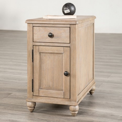 Furniture of America Chesapeake Transitional Solid Rubberwood White Oak Veneer Light White Wash Chairside Table Model FM49000AK-T