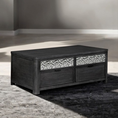 Furniture Of America Sterling West Modern Contemporary Engineered Wood, Rubberwood, Stainless Steel, White Oak Veneer Ash Gray Lift-Up Cocktail Table W/Casters | FM49001ES-CL