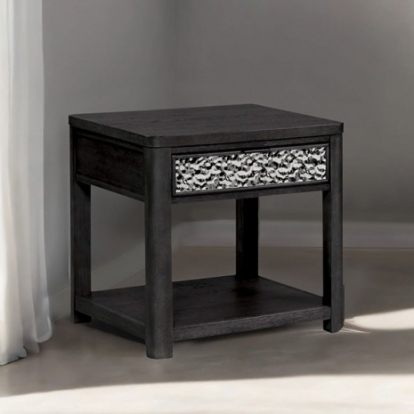 Furniture of America Sterling West Modern Contemporary Engineered with Wood Rubberwood Stainless Steel White Oak Veneer Ash Gray End Table Model FM49001ES-E