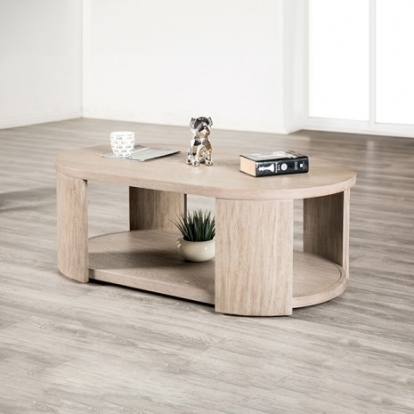 Furniture Of America Conisbrough Modern Engineered Wood, Oak Veneer, Rubberwood Oak Oval Cocktail Table | FM49004AK-CO