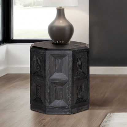Furniture of America Hatton Cross Modern Contemporary Engineered with Wood Rubberwood White Oak Veneer Black End Table Model FM49011BK-E