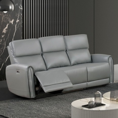 Furniture Of America Schlieren Contemporary Foam, Leatherette Gray Power Sofa | FM6012GY-SF-PM