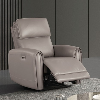 Furniture of America Schlieren Contemporary Foam Leatherette Light Brown Power Recliner Model FM6012LB-CH-PM